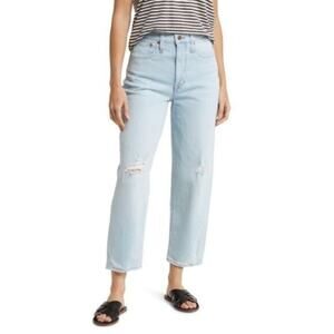 Madewell Balloon Jeans Light Wash Blue Distressed High Waist Cotton Womens 25P